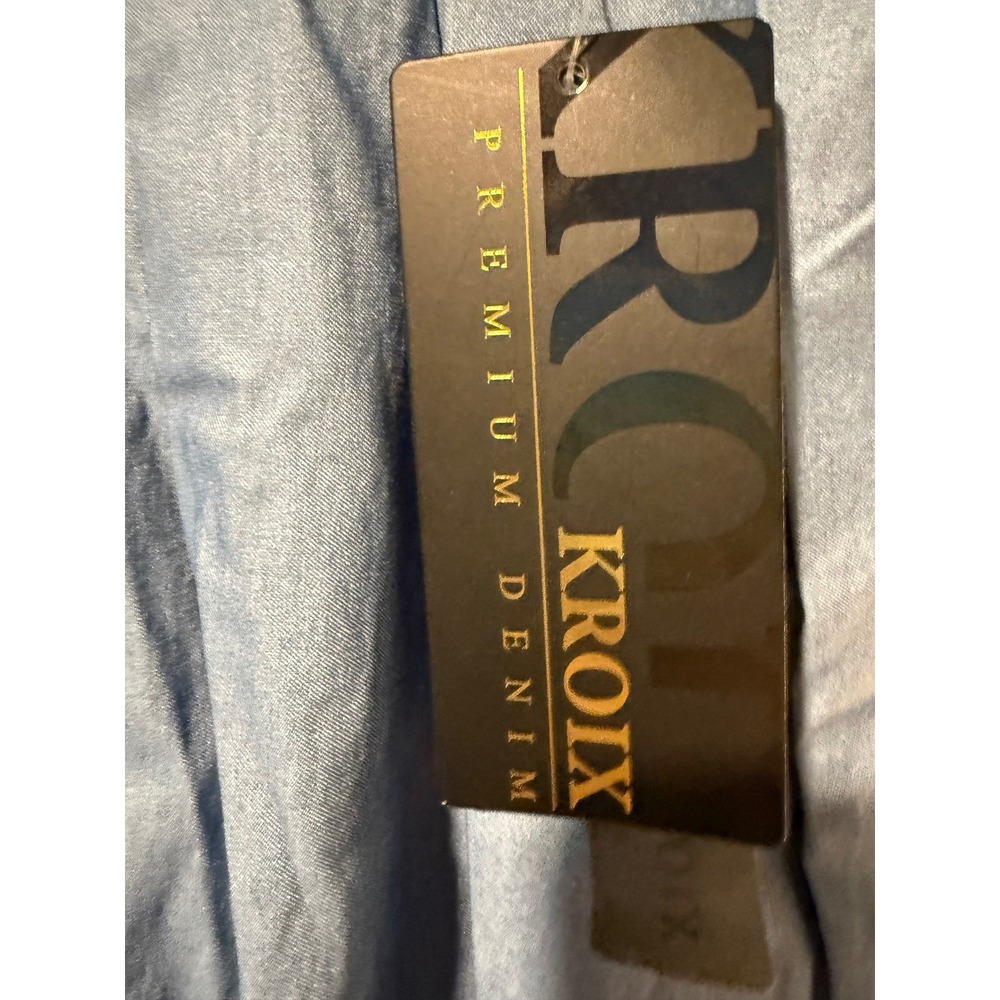 Kroix Premium Denim Light Wash Blue Pleated Mini Skater Skirt Womens 1X NWT - Picture 3 of 10